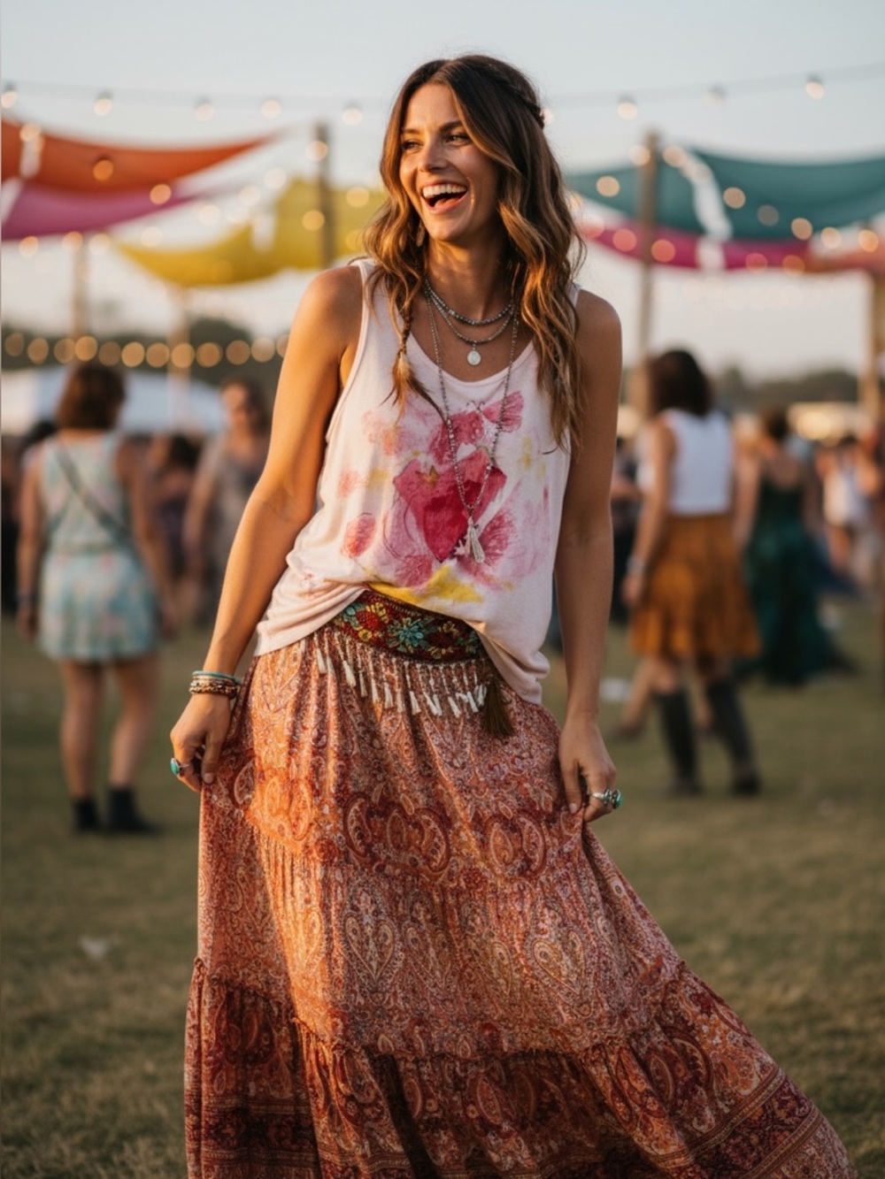 NWT Upcycled Artist Small Brand OOAK Floral Butterfly Motif Tank Festival Top